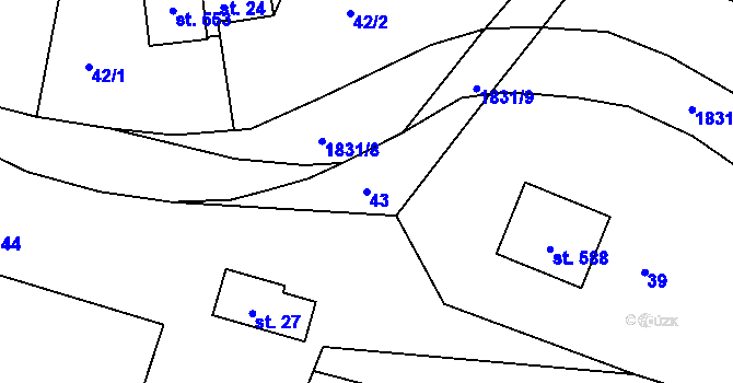 Parcela st. 43 v KÚ Dolní Branná, Katastrální mapa