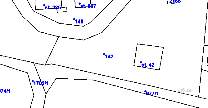 Parcela st. 142 v KÚ Dolní Branná, Katastrální mapa
