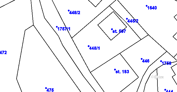 Parcela st. 448/1 v KÚ Dolní Branná, Katastrální mapa