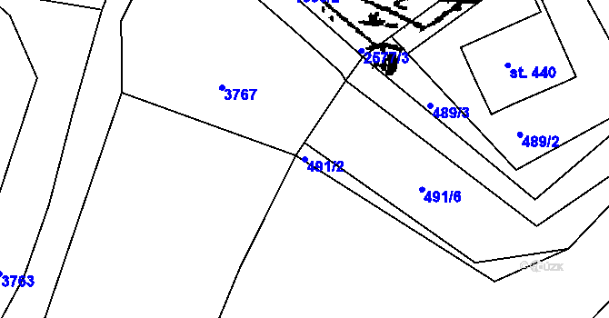 Parcela st. 491/2 v KÚ Dolní Branná, Katastrální mapa