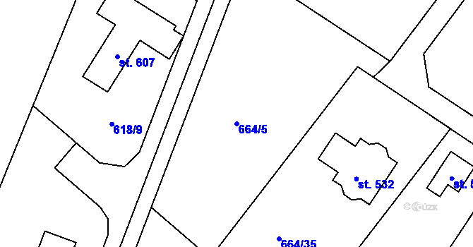 Parcela st. 664/5 v KÚ Dolní Branná, Katastrální mapa