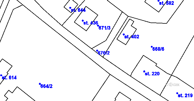 Parcela st. 676/2 v KÚ Dolní Branná, Katastrální mapa