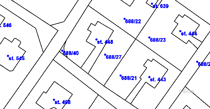 Parcela st. 688/27 v KÚ Dolní Branná, Katastrální mapa