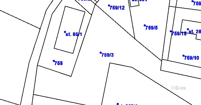 Parcela st. 759/3 v KÚ Dolní Branná, Katastrální mapa