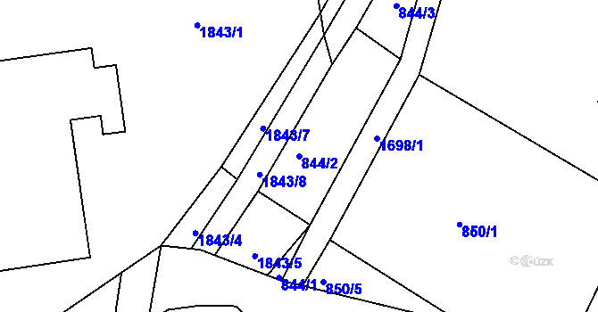 Parcela st. 844/2 v KÚ Dolní Branná, Katastrální mapa