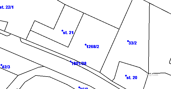 Parcela st. 1268/2 v KÚ Dolní Branná, Katastrální mapa