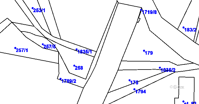 Parcela st. 1719/7 v KÚ Dolní Branná, Katastrální mapa