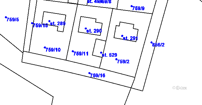 Parcela st. 529 v KÚ Dolní Branná, Katastrální mapa