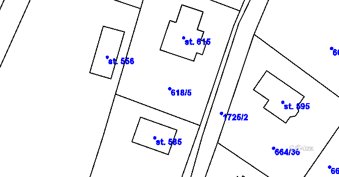 Parcela st. 618/5 v KÚ Dolní Branná, Katastrální mapa