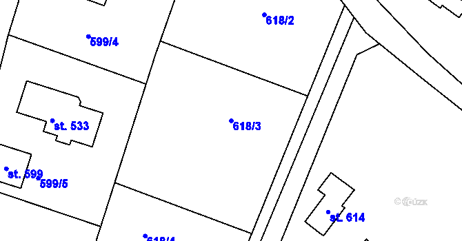 Parcela st. 618/3 v KÚ Dolní Branná, Katastrální mapa