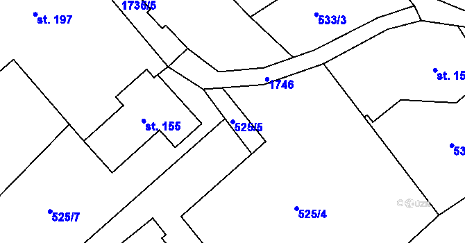 Parcela st. 525/5 v KÚ Dolní Branná, Katastrální mapa