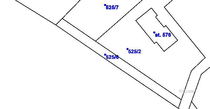 Parcela st. 525/6 v KÚ Dolní Branná, Katastrální mapa