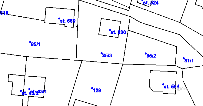 Parcela st. 85/3 v KÚ Dolní Branná, Katastrální mapa