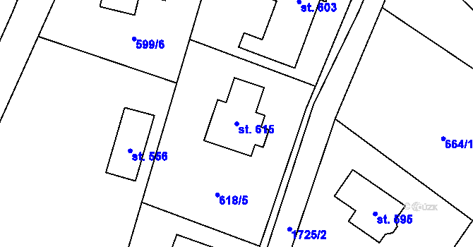 Parcela st. 615 v KÚ Dolní Branná, Katastrální mapa