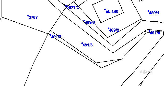 Parcela st. 491/6 v KÚ Dolní Branná, Katastrální mapa