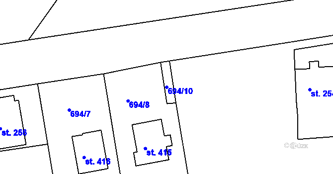 Parcela st. 694/10 v KÚ Dolní Branná, Katastrální mapa