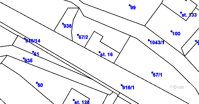Parcela st. 16 v KÚ Dolní Brusnice, Katastrální mapa