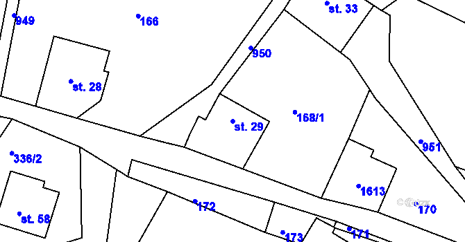 Parcela st. 29 v KÚ Dolní Brusnice, Katastrální mapa