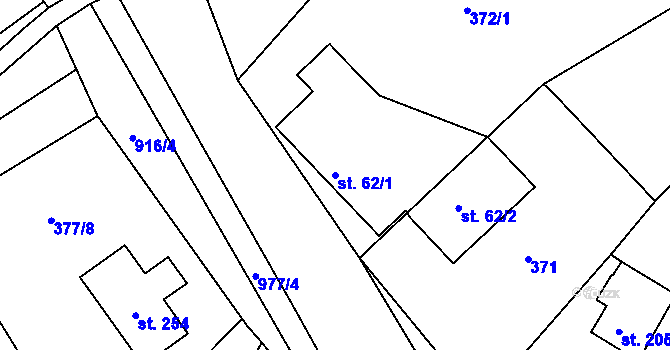 Parcela st. 62/1 v KÚ Dolní Brusnice, Katastrální mapa
