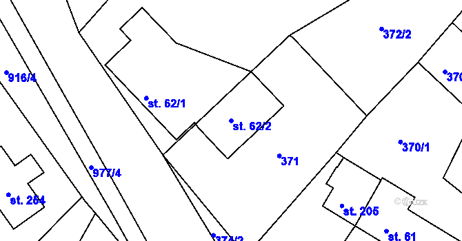 Parcela st. 62/2 v KÚ Dolní Brusnice, Katastrální mapa