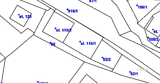 Parcela st. 115/1 v KÚ Dolní Brusnice, Katastrální mapa
