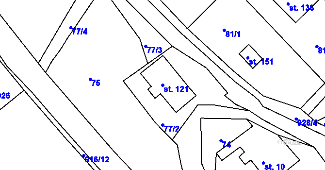 Parcela st. 121 v KÚ Dolní Brusnice, Katastrální mapa