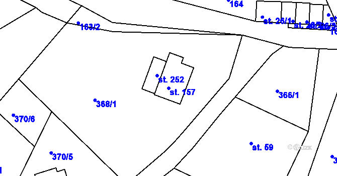 Parcela st. 157 v KÚ Dolní Brusnice, Katastrální mapa