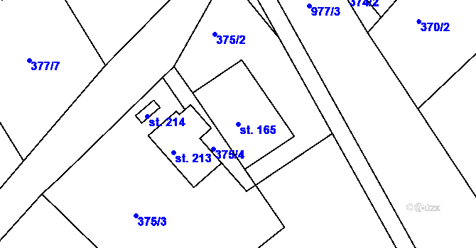 Parcela st. 165 v KÚ Dolní Brusnice, Katastrální mapa
