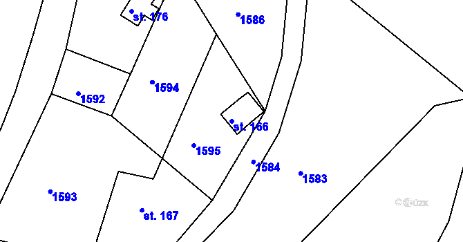 Parcela st. 166 v KÚ Dolní Brusnice, Katastrální mapa
