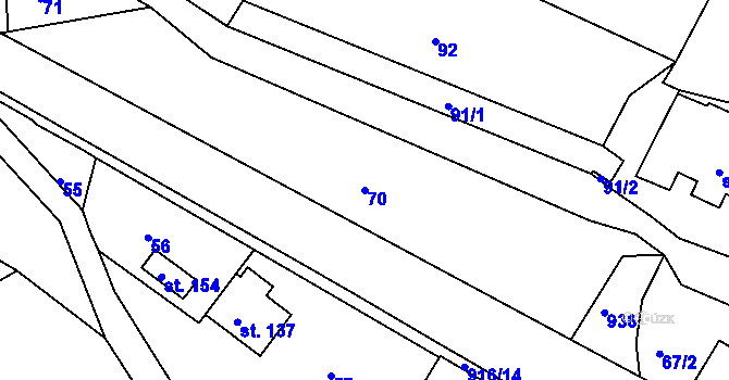 Parcela st. 70 v KÚ Dolní Brusnice, Katastrální mapa