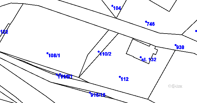 Parcela st. 110/2 v KÚ Dolní Brusnice, Katastrální mapa
