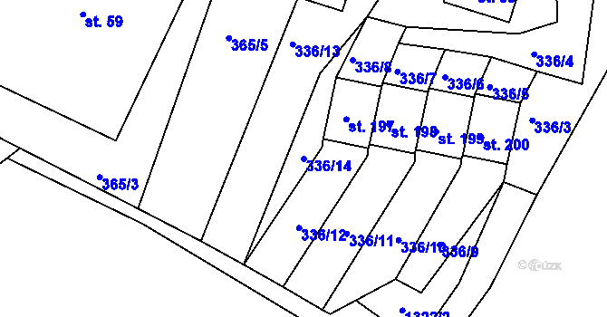 Parcela st. 336/14 v KÚ Dolní Brusnice, Katastrální mapa