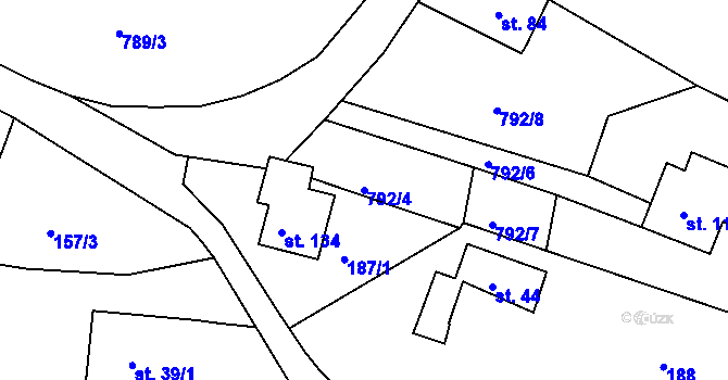 Parcela st. 792/4 v KÚ Dolní Brusnice, Katastrální mapa