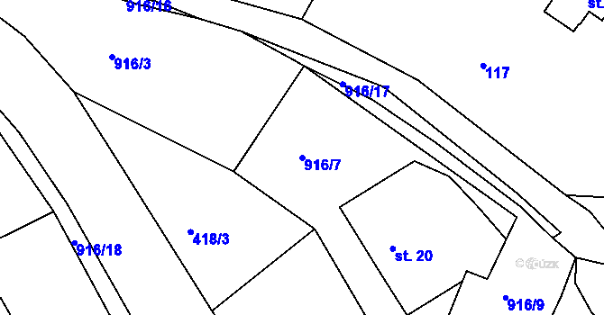 Parcela st. 916/7 v KÚ Dolní Brusnice, Katastrální mapa