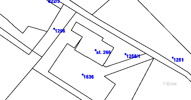 Parcela st. 266 v KÚ Dolní Brusnice, Katastrální mapa