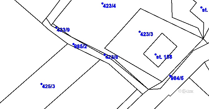 Parcela st. 423/8 v KÚ Dolní Brusnice, Katastrální mapa