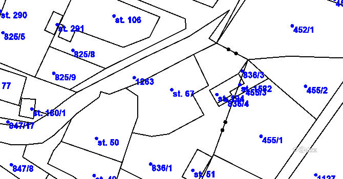 Parcela st. 67 v KÚ Dolní Březinka, Katastrální mapa