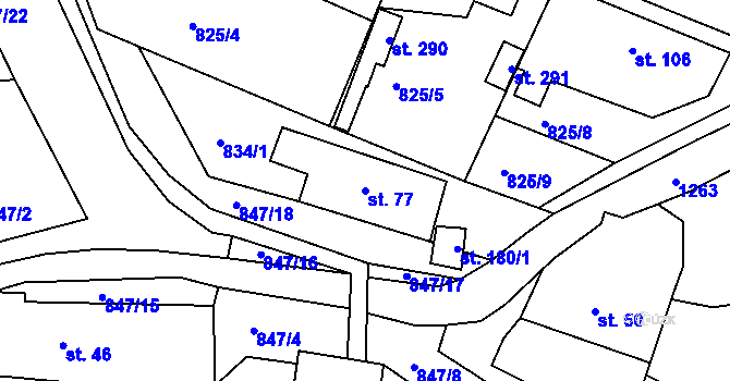 Parcela st. 77 v KÚ Dolní Březinka, Katastrální mapa
