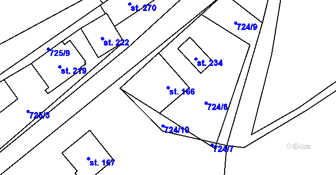 Parcela st. 166 v KÚ Dolní Březinka, Katastrální mapa