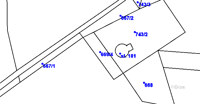 Parcela st. 669/4 v KÚ Dolní Březinka, Katastrální mapa