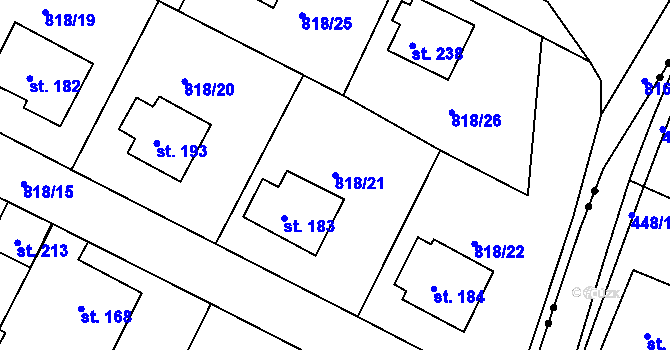 Parcela st. 818/21 v KÚ Dolní Březinka, Katastrální mapa