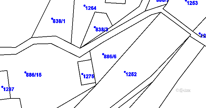 Parcela st. 886/6 v KÚ Dolní Březinka, Katastrální mapa