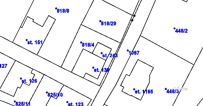 Parcela st. 243 v KÚ Dolní Březinka, Katastrální mapa
