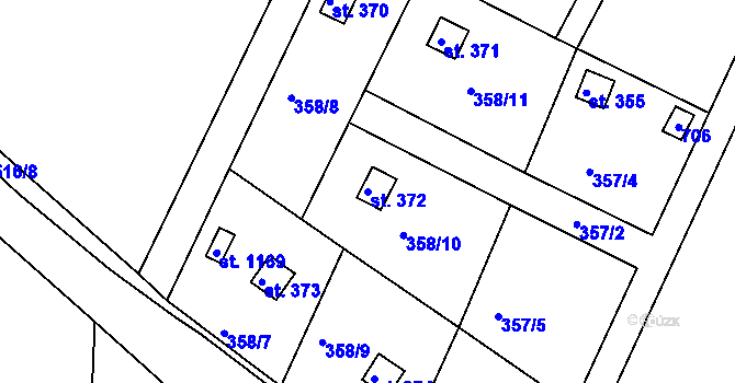 Parcela st. 372 v KÚ Dolní Břežany, Katastrální mapa