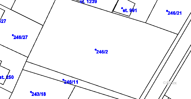 Parcela st. 246/2 v KÚ Dolní Břežany, Katastrální mapa