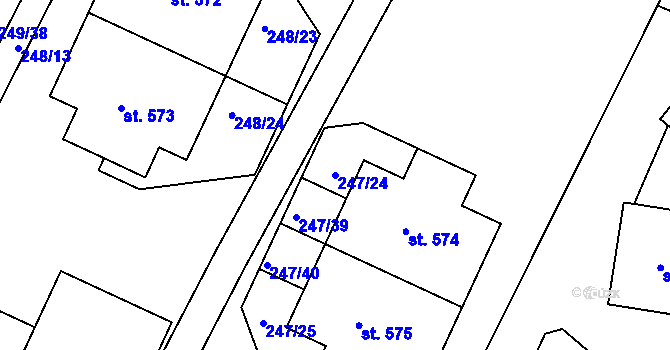 Parcela st. 247/24 v KÚ Dolní Břežany, Katastrální mapa