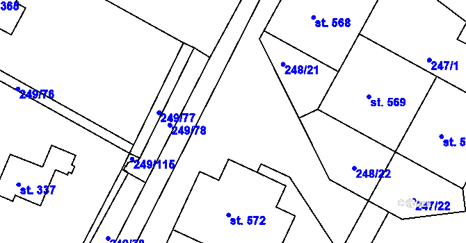 Parcela st. 248/2 v KÚ Dolní Břežany, Katastrální mapa