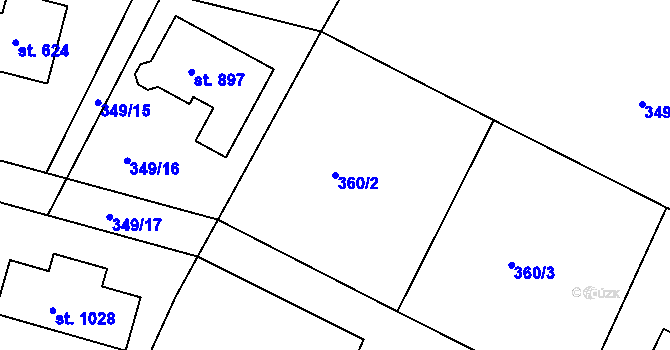 Parcela st. 360/2 v KÚ Dolní Břežany, Katastrální mapa
