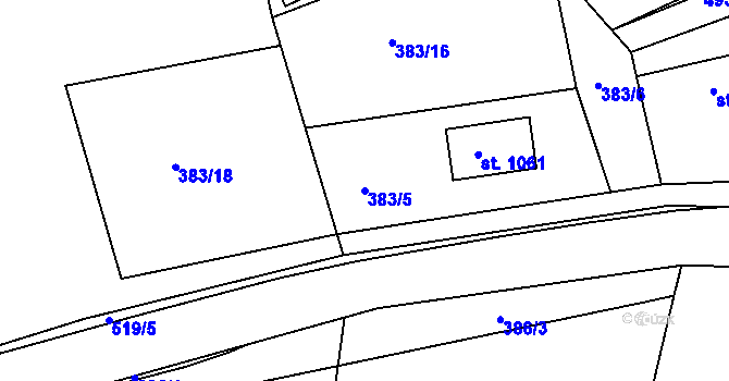 Parcela st. 383/5 v KÚ Dolní Břežany, Katastrální mapa