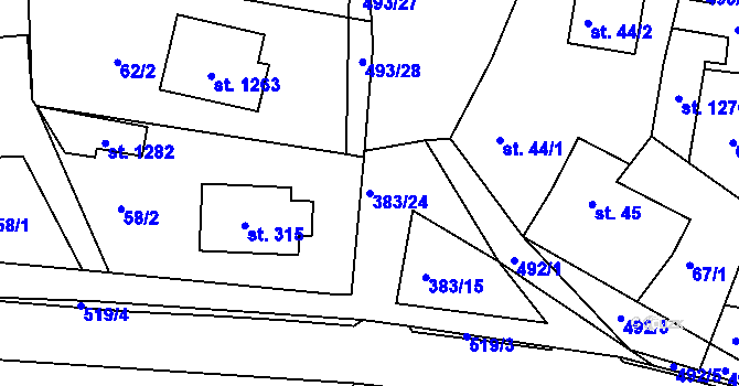 Parcela st. 383/24 v KÚ Dolní Břežany, Katastrální mapa